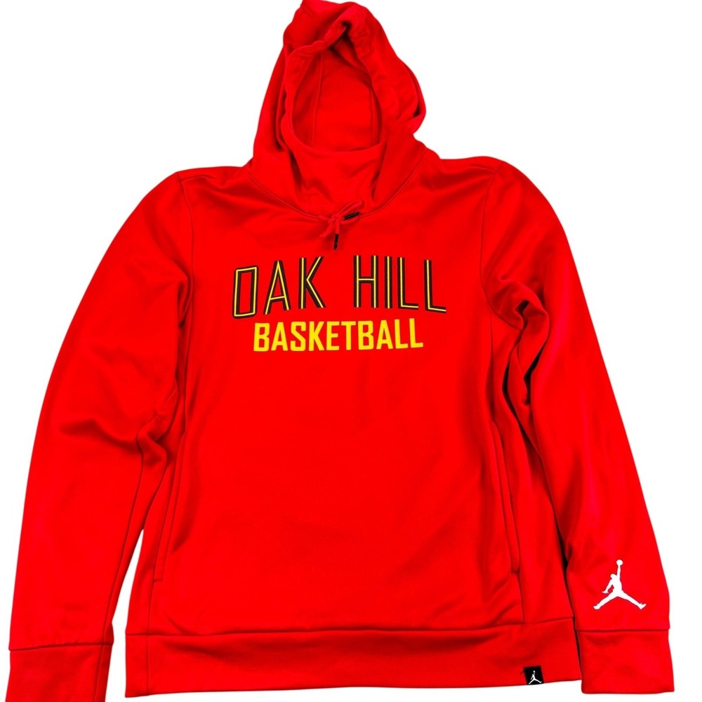 Oak Hill Basketball Nike Jordan Therma Fit Hoodie Mens Small Red 865860-657‎